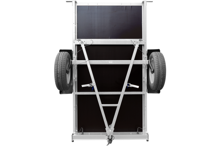 Anhänger Garden Trailer 200 KIPP 200×106 cm 750 kg [mit Hochspriegel, blauer Hochplane und Stützrad]-Neu