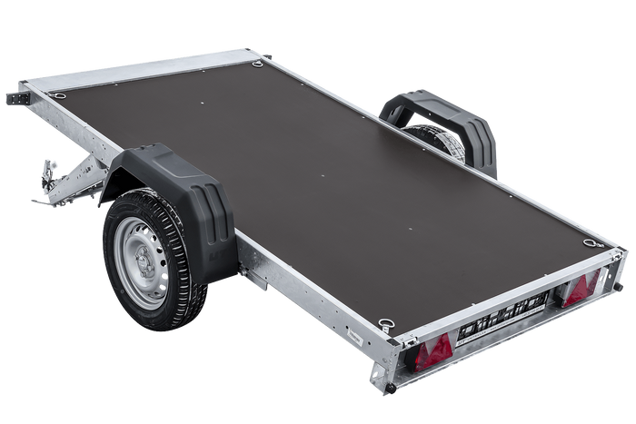 Anhänger mit Blattfedern 230×125 UNITRAILER FORCE 230/R KIPP mit H-1100 Spriegel und grauer Hochplane-Neu
