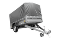Anhänger mit Blattfedern 230×125 UNITRAILER FORCE 230/R KIPP ungebremst mit H-800 Spriegel und grauer Hochplane-Neu