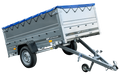 Anhänger mit faltbarer Deichsel GARDEN TRAILER 230 KIPP mit zusätzlichen Bordwänden, Stützrad und blauer Flachplane-Neu