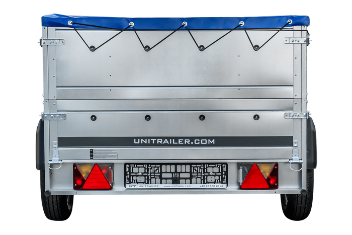 Anhänger mit faltbarer Deichsel GARDEN TRAILER 230 KIPP mit zusätzlichen Bordwänden, Stützrad und blauer Flachplane-Neu