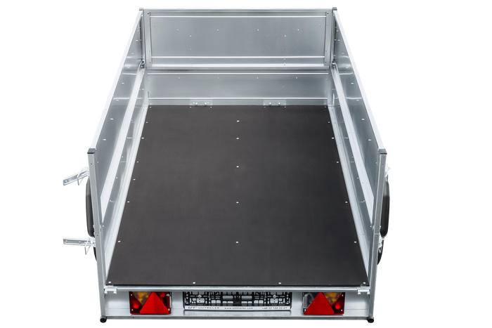 Anhänger mit faltbarer Deichsel GARDEN TRAILER 230 KIPP mit zusätzlichen Bordwänden, Stützrad und blauer Flachplane-Neu