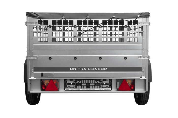 Autoanhänger 200×125 UNITRAILER GARDEN 201 KIPP mit Gitterwänden, H-0-Rahmen und grauer Plane-Neu