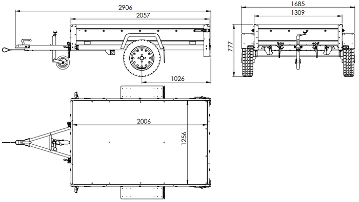 Autotransportanhänger 200×125 UNITRAILER GARDEN 201 KIPP mit BIS-Seitenwänden, H-800-Rahmen und grauer Plane-Neu