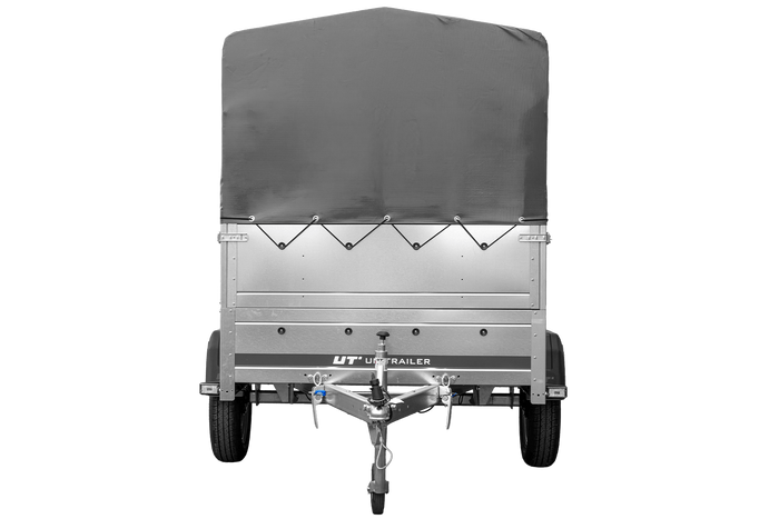 Autotransportanhänger 200×125 UNITRAILER GARDEN 201 KIPP mit BIS-Seitenwänden, H-800-Rahmen und grauer Plane-Neu