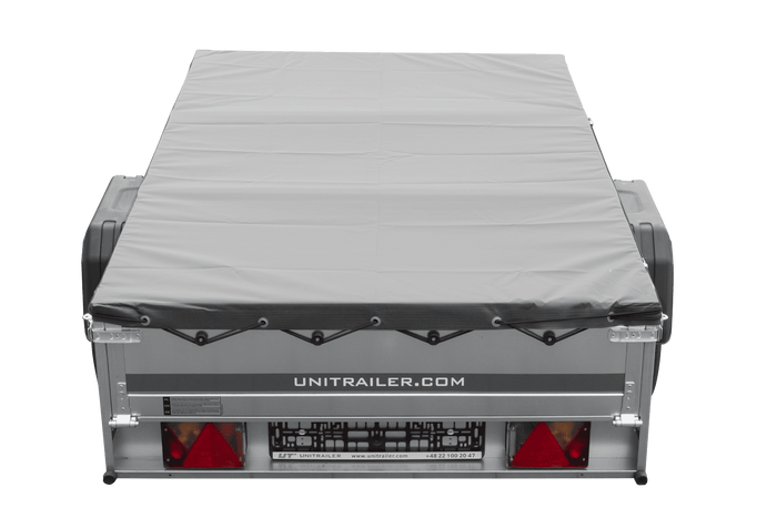 Autotransportanhänger 200×125 UNITRAILER GARDEN 201 KIPP mit H-0-Rahmen und grauer Plane-Neu