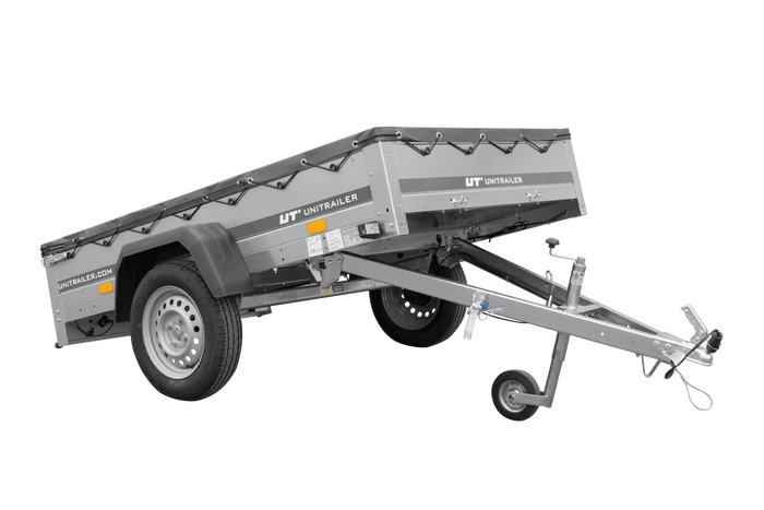 Autotransportanhänger 200×125 UNITRAILER GARDEN 201 KIPP mit H-0-Rahmen und grauer Plane-Neu