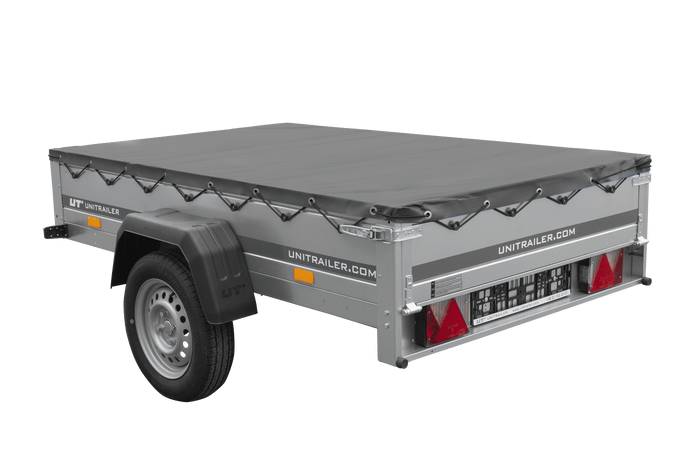 Autotransportanhänger 200×125 UNITRAILER GARDEN 201 KIPP mit H-0-Rahmen und grauer Plane-Neu