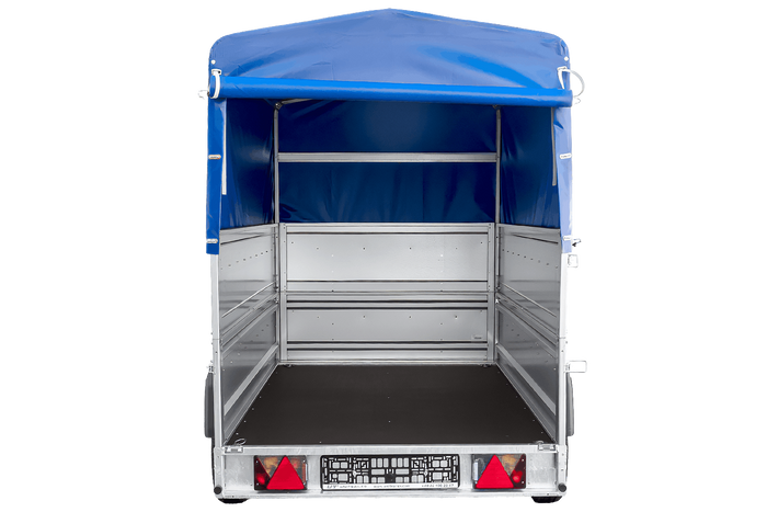 Autotransportanhänger 264×125 UNITRAILER FORCE 264 KIPP mit BIS-Seitenwänden, H-800-Rahmen und blauer Plane-Neu