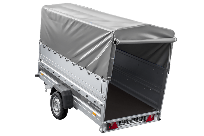 Autotransportanhänger 264×125 UNITRAILER FORCE 264 KIPP mit BIS-Seitenwänden, H-800-Rahmen und grauer Plane-Neu