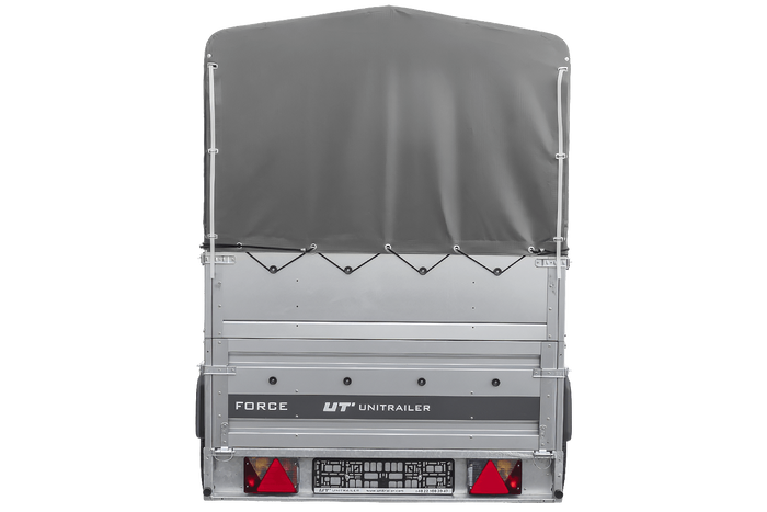 Autotransportanhänger 264×125 UNITRAILER FORCE 264 KIPP mit BIS-Seitenwänden, H-800-Rahmen und grauer Plane-Neu