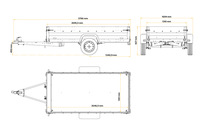 Autotransportanhänger auf Federn 264×125 UNITRAILER FORCE 264/R KIPP-Neu