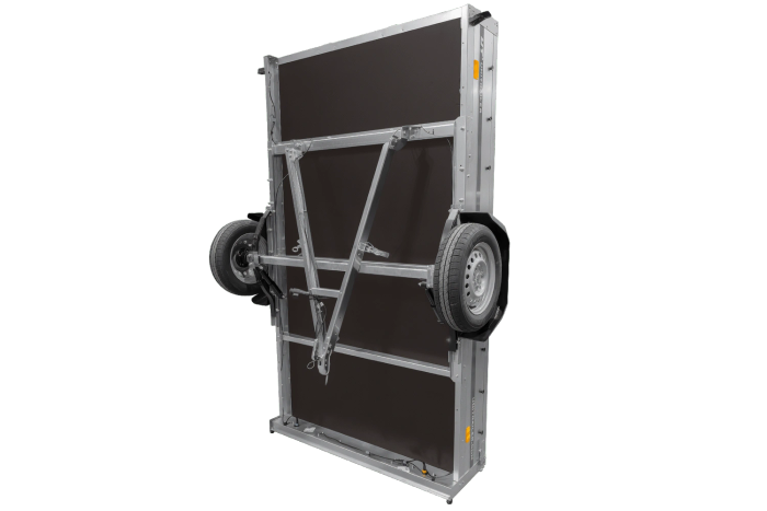 Autotransportanhänger auf Federn 264×150 UNITRAILER GARDEN 265/R KIPP mit H-1100 Rahmen und grauer Plane-Neu