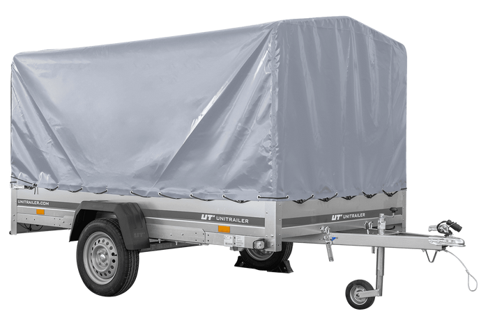 Autotransportanhänger auf Federn 264×150 UNITRAILER GARDEN 265/R KIPP mit H-1100 Rahmen und grauer Plane-Neu