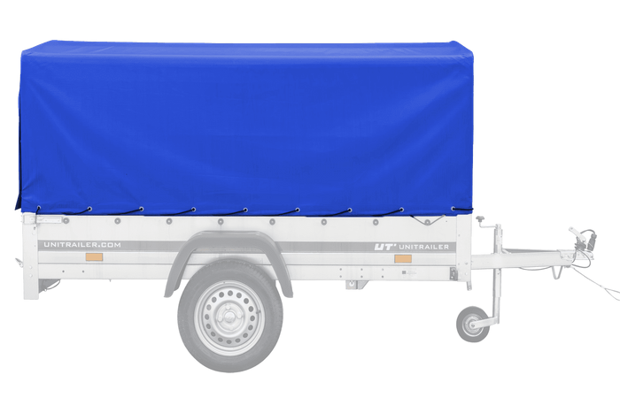 Autotransportanhänger 230×125 UNITRAILER FORCE 230 KIPP mit BIS-Seitenwänden, H-800-Rahmen und blauer Plane-Neu