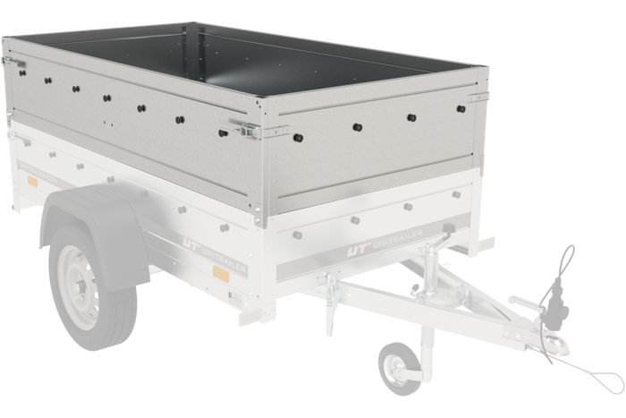 Autotransportanhänger 200×125 UNITRAILER GARDEN 201 KIPP mit BIS-Seitenwänden, H-800-Rahmen und grauer Plane-Neu