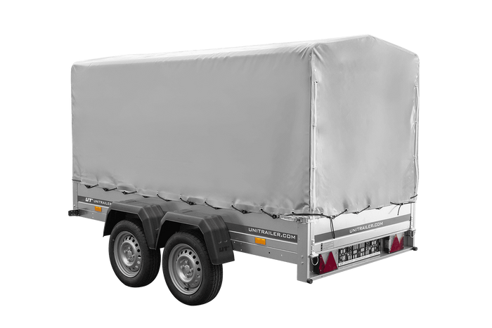 Der Anhänger Garden Trailer 264/2 KIPP MIT STÜTZRAD, H-1100-HOCHSPRIEGEL UND GRAUER PLANE-Neu