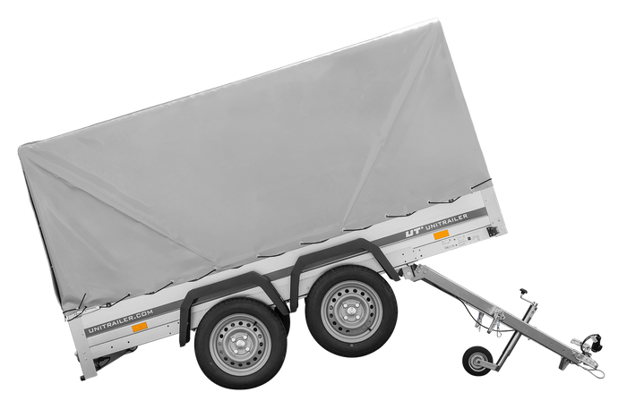 Der Anhänger Garden Trailer 264/2 KIPP MIT STÜTZRAD, H-1100-HOCHSPRIEGEL UND GRAUER PLANE-Neu