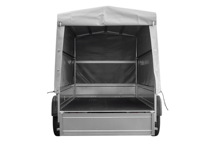 Der Anhänger Garden Trailer 264/2 KIPP MIT STÜTZRAD, H-1100-HOCHSPRIEGEL UND GRAUER PLANE-Neu