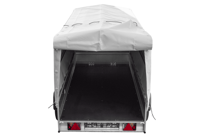 Der Anhänger Garden Trailer 264/2 KIPP MIT STÜTZRAD, H-1100-HOCHSPRIEGEL UND GRAUER PLANE-Neu