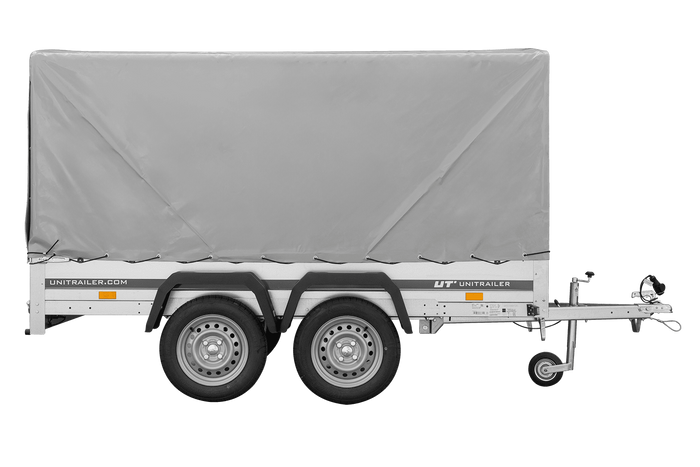 Der Anhänger Garden Trailer 264/2 KIPP MIT STÜTZRAD, H-1100-HOCHSPRIEGEL UND GRAUER PLANE-Neu