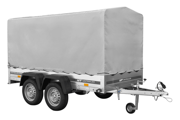 Der Anhänger Garden Trailer 264/2 KIPP MIT STÜTZRAD, H-1100-HOCHSPRIEGEL UND GRAUER PLANE-Neu