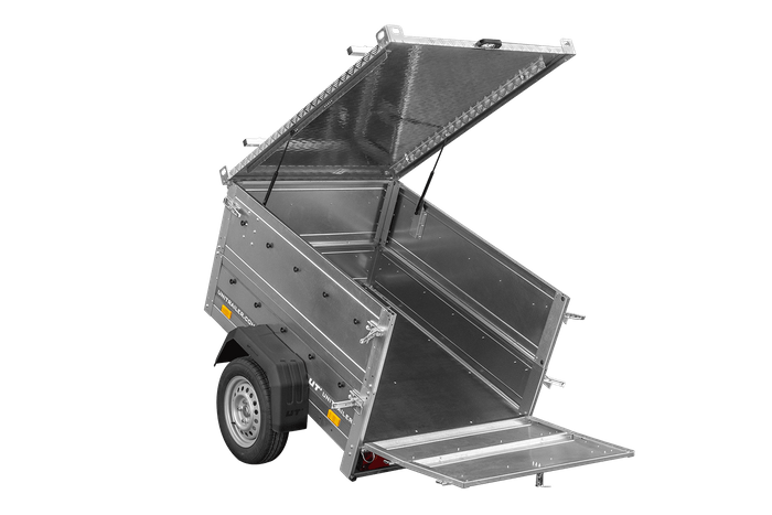 Einachsanhänger 150×106 UNITRAILER GARDEN 150 KIPP mit BIS-Seitenwänden und Aluminiumabdeckung-Neu