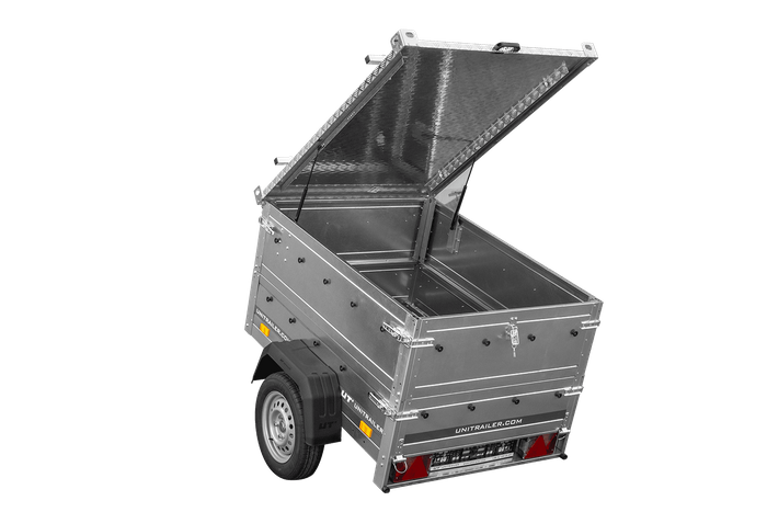 Einachsanhänger 150×106 UNITRAILER GARDEN 150 KIPP mit BIS-Seitenwänden und Aluminiumabdeckung-Neu