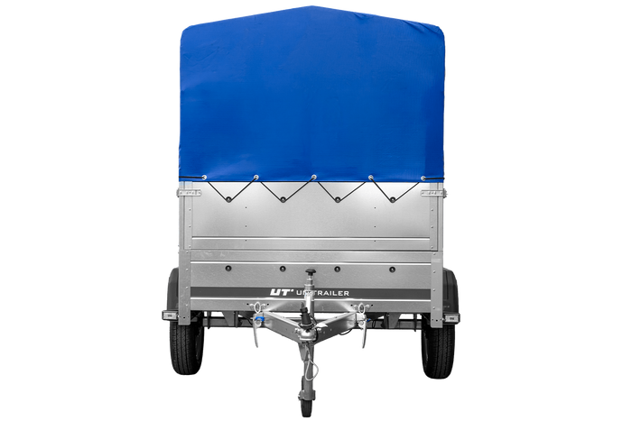 Einachsanhänger 200×125 UNITRAILER GARDEN 201 KIPP mit BIS-Seitenwänden, H-800-Rahmen und blauer Plane-Neu