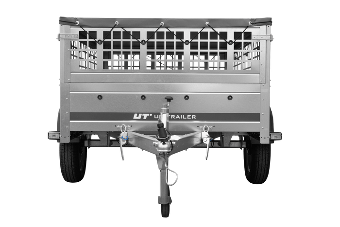 Einachsanhänger 200×125 UNITRAILER GARDEN 201 KIPP mit Gitterseitenwänden und grauer Abdeckung-Neu