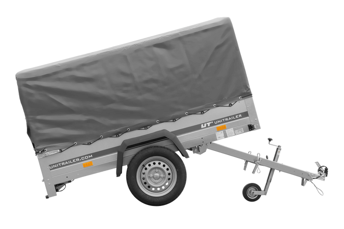 Einachsanhänger 200×125 UNITRAILER GARDEN 201 KIPP mit H-800 Rahmen und grauer Plane-Neu