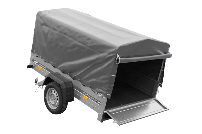 Einachsanhänger 200×125 UNITRAILER GARDEN 201 KIPP mit H-800 Rahmen und grauer Plane-Neu