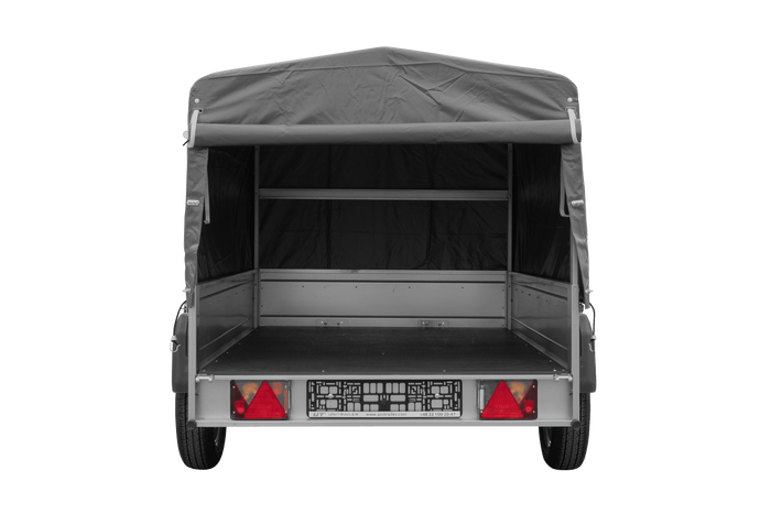 Einachsanhänger 200×125 UNITRAILER GARDEN 201 KIPP mit H-800 Rahmen und grauer Plane-Neu