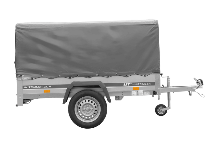 Einachsanhänger 200×125 UNITRAILER GARDEN 201 KIPP mit H-800 Rahmen und grauer Plane-Neu