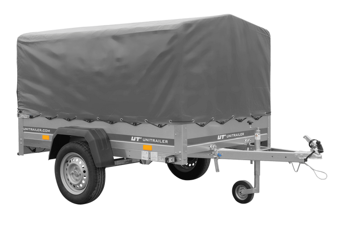 Einachsanhänger 200×125 UNITRAILER GARDEN 201 KIPP mit H-800 Rahmen und grauer Plane-Neu