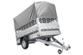 Einachsanhänger 230×125 UNITRAILER FORCE 230 KIPP mit Gitterseitenwänden, H-800 Rahmen und grauer Plane-Neu