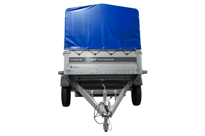 Einachsanhänger 230×125 UNITRAILER FORCE 230 KIPP mit H-800 Spriegel und blauer Plane-Neu