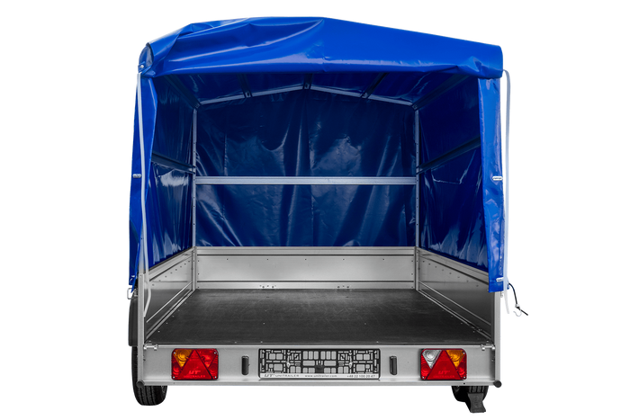 Einachsanhänger 264×150 UNITRAILER GARDEN 265 KIPP mit H-1100 Rahmen und blauer Plane-Neu