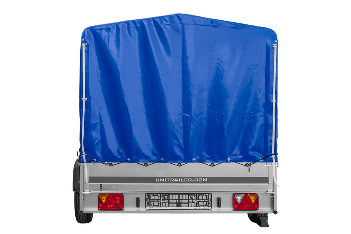 Einachsanhänger 264×150 UNITRAILER GARDEN 265 KIPP mit H-1100 Rahmen und blauer Plane-Neu