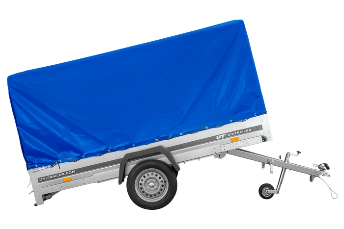 Einachsanhänger 264×150 UNITRAILER GARDEN 265 KIPP mit H-1100 Rahmen und blauer Plane-Neu