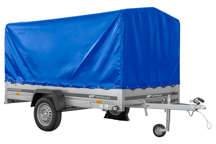 Einachsanhänger 264×150 UNITRAILER GARDEN 265 KIPP mit H-1100 Rahmen und blauer Plane-Neu
