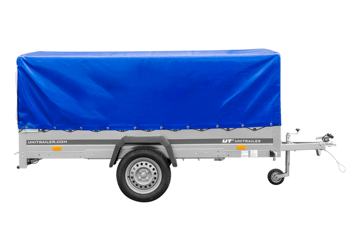 Einachsanhänger 264×150 UNITRAILER GARDEN 265 KIPP mit H-800 Rahmen und blauer Plane-Neu