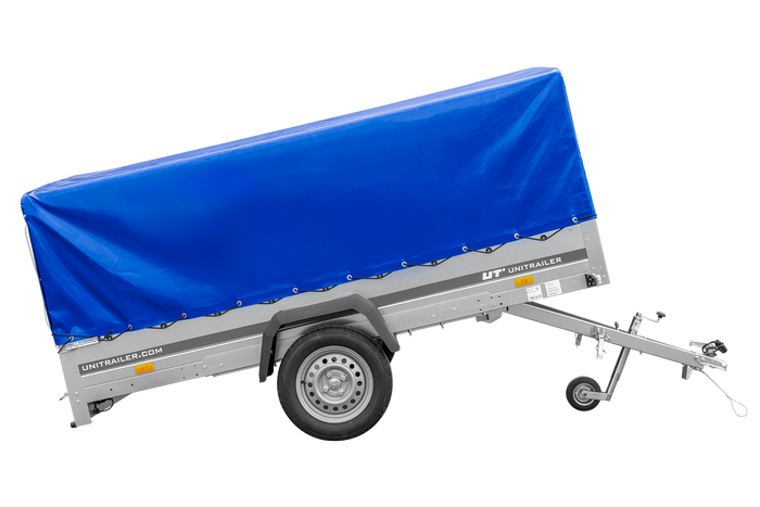 Einachsanhänger 264×150 UNITRAILER GARDEN 265 KIPP mit H-800 Rahmen und blauer Plane-Neu