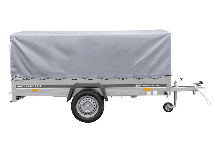 Einachsanhänger 264×150 UNITRAILER GARDEN 265 KIPP mit H-800 Rahmen und grauer Plane-Neu
