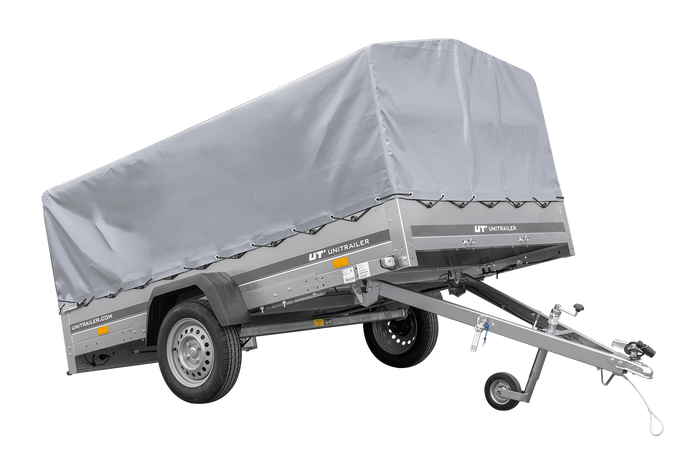 Einachsanhänger 264×150 UNITRAILER GARDEN 265 KIPP mit H-800 Rahmen und grauer Plane-Neu