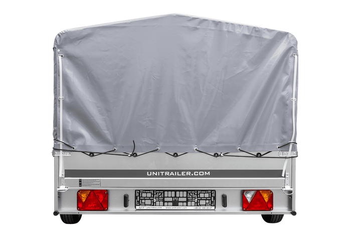 Einachsanhänger 264×150 UNITRAILER GARDEN 265 KIPP mit H-800 Rahmen und grauer Plane-Neu