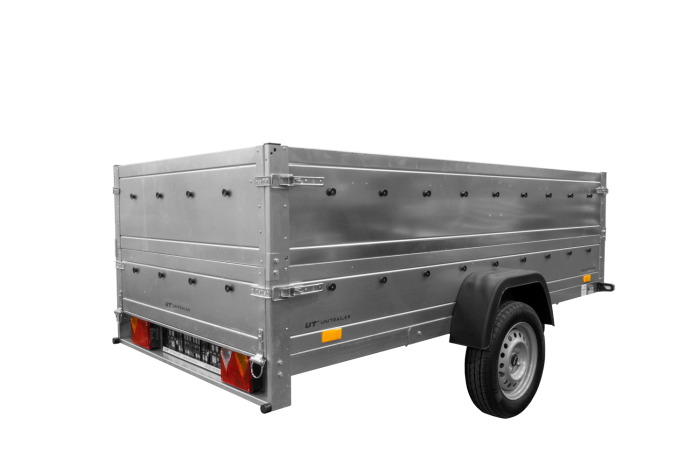 Einachsanhänger auf Federn 264×125 UNITRAILER GARDEN 264/R KIPP mit BIS-Seiten, H-0-Rahmen und grauer Plane-Neu