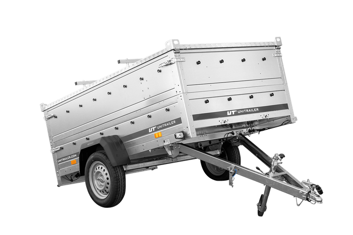 Einachsiger Anhänger 230×125 UNITRAILER GARDEN 230 KIPP mit Bordwandaufsatz und Aludeckel-Neu