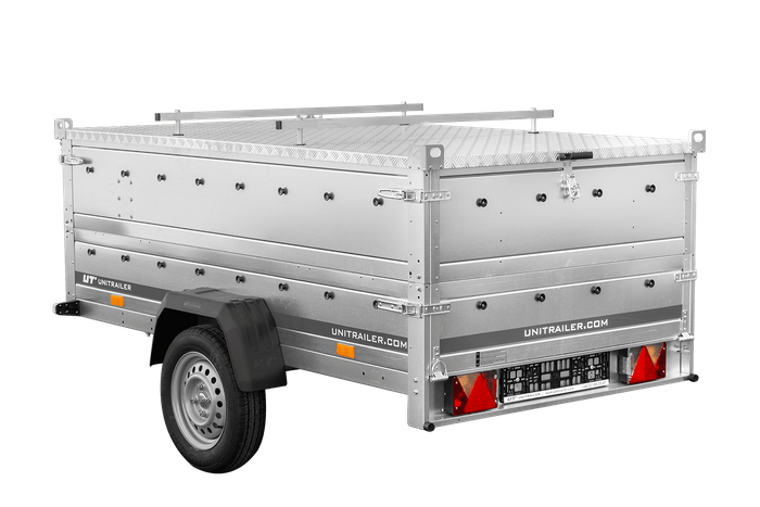 Einachsiger Anhänger 230×125 UNITRAILER GARDEN 230 KIPP mit Bordwandaufsatz und Aludeckel-Neu