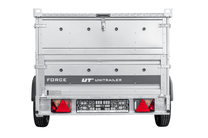 Einachsiger Anhänger auf Blattfedern 230×125 UNITRAILER FORCE 230/R KIPP mit BIS-Seitenwänden und Aluminiumabdeckung-Neu